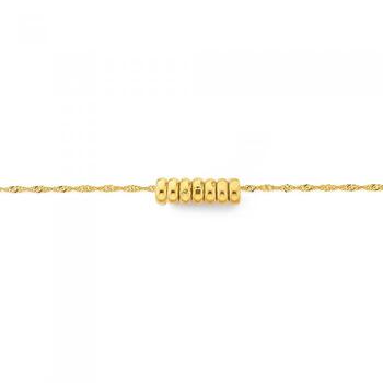 9ct Gold, 25cm Seven Lucky Rings Anklet