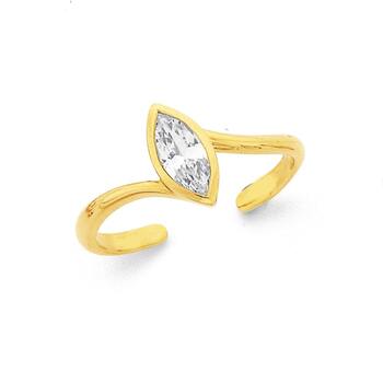 9ct Gold, Marquise Cubic Zirconia Toe Ring