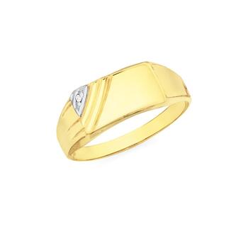 9ct Gold Diamond Signet Gents Ring