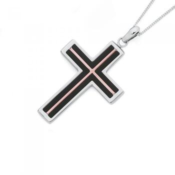 Steel Black & Rose Plate Cross