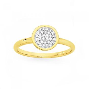 9ct Gold Diamond Round Cluster Bezel Set Ring
