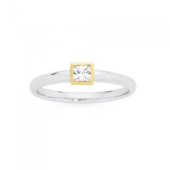 Sterling Silver & 9ct Gold Cubic Zirconia Stacker Ring