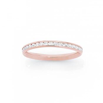 9ct Rose Gold Cubic Zirconia Full Eternity Stacker Ring
