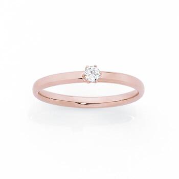 9ct Rose Gold Cubic Zirconia Solitaire Stacker Ring