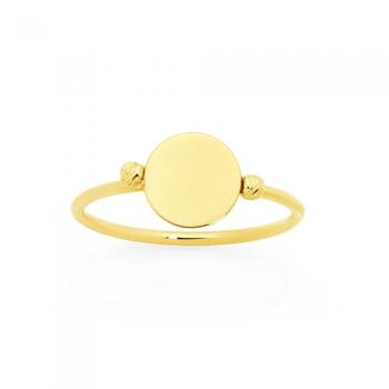 9ct Gold Beaded Disc Ring