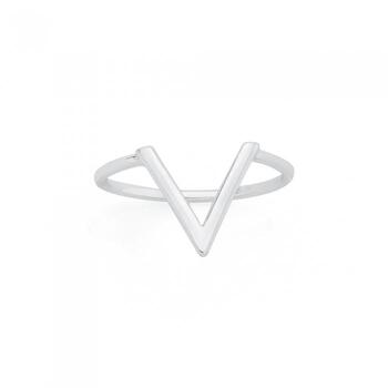 Silver Geo V Shape Ring