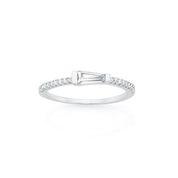 Silver Tapered Baguette CZ Friendship Ring