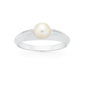 Silver 6mm Freshwater Pearl Ring
