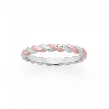 Silver and Rose Gold Plated Twist Friendship Ring