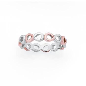 Silver and Rose Gold Plated Infinity Friendship Ring