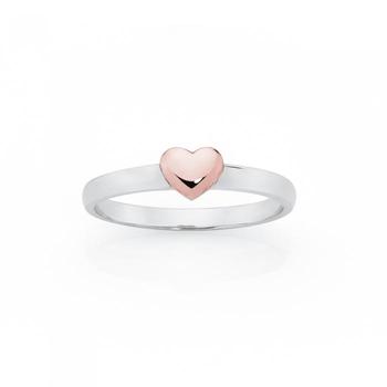 Silver and Rose Gold Plated Heart Friendship Ring