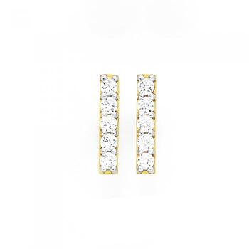 9ct Gold CZ Bar Stud Earrings