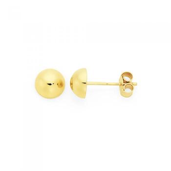 9ct Gold 6mm Half Dome Stud Earrings