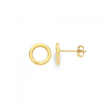 9ct Gold 8mm Open Circle Stud Earrings