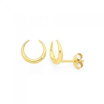 9ct Gold Crescent Moon Stud Earrings