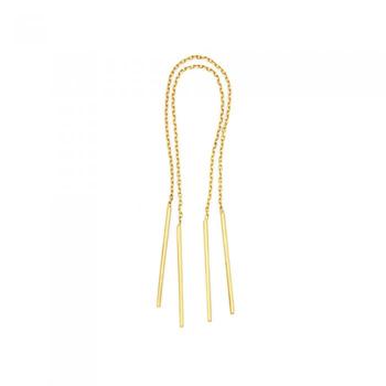 9ct Gold Bar Thread Through Drop Earrings