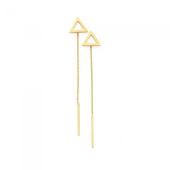 9ct Gold Triangle Thread Through Drop Earrings