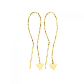 9ct Gold Triangle Thread Through Drop Earrings