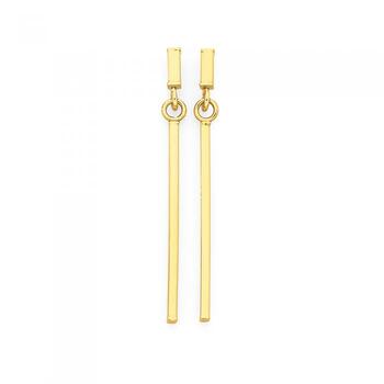 9ct Gold Bar Stud Drop Earrings