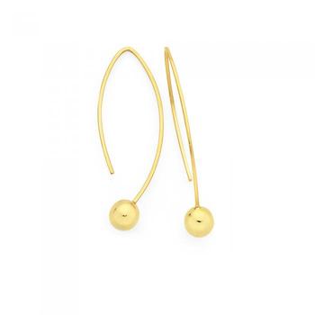 9ct Gold Small Wishbone Hook Ball Drop Earrings
