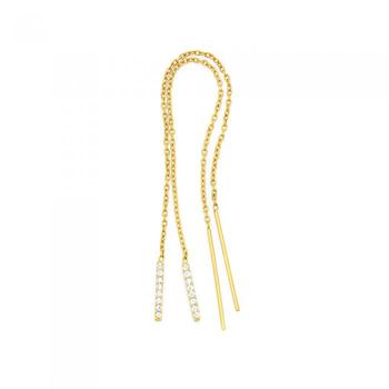 9ct Gold CZ Bar Thread Earrings