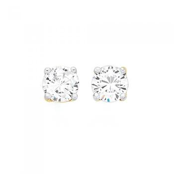9ct Gold Cubic Zirconia Round Stud Earrings