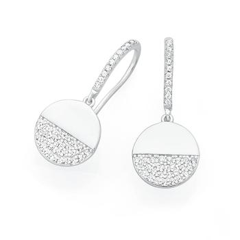 Silver Luna CZ Drop Earrings