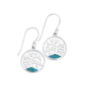 Silver Turquoise Tree of Life Earrings