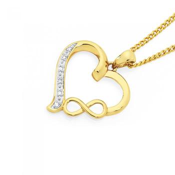 9ct Gold Diamond Infinity Heart Pendant