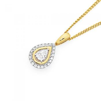 9ct Gold Diamond Pear Shape Pendant