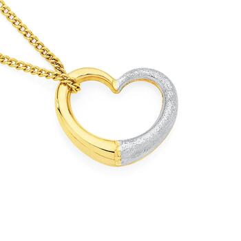 9ct Gold Two Tone Floating Heart Pendant