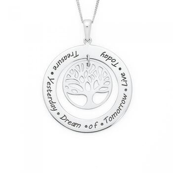 Silver Tree of Life With Message Pendant