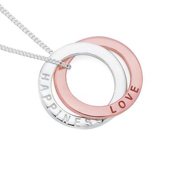 Silver and Rose Gold Plated Love and Happiness Pendant