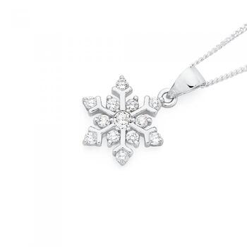 Silver CZ Snowflake Pendant