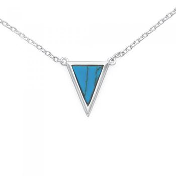 Silver Synthetic Turquoise V Shaped Necklet