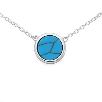 Silver Round Synethic Turquoise Necklet