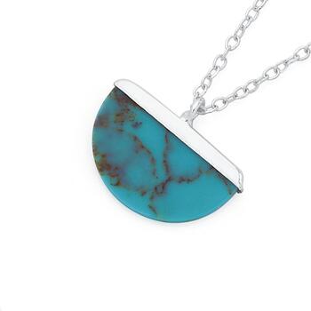 Silver Reconstituted Turquoise Luna Pendant