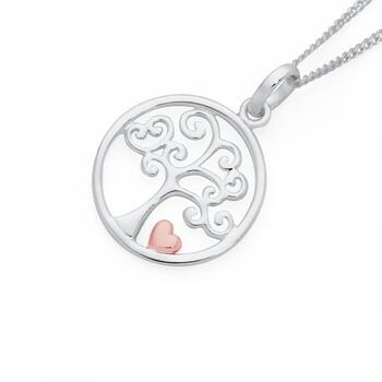 Silver & Rose Plate Tree of Life Pendant