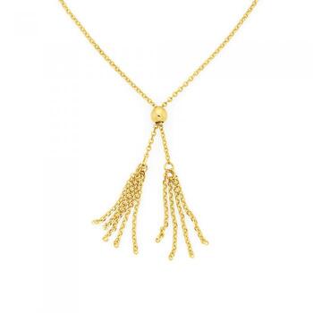 9ct Gold 45cm Cable Tassel Necklet with Adjustable Bead