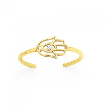 9ct Gold CZ Hamsa Hand Toe Ring
