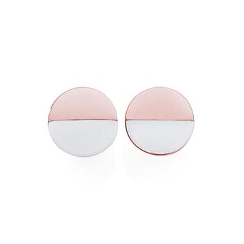 Steel Rose Plate White Agate Luna Earrings