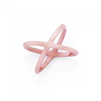 Rose Gold Plated Stainless Steel Geo Crossover Ring