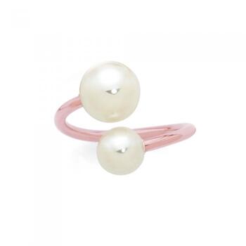 Rose Steel Synthetic Pearl Ring