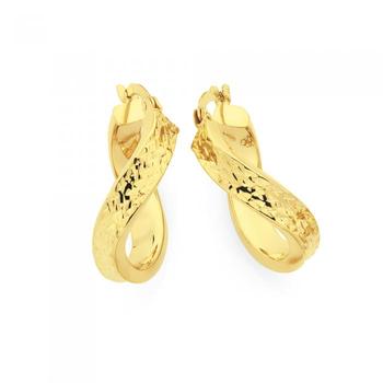 9ct Gold on Silver Wave Oval Hoop Earrings