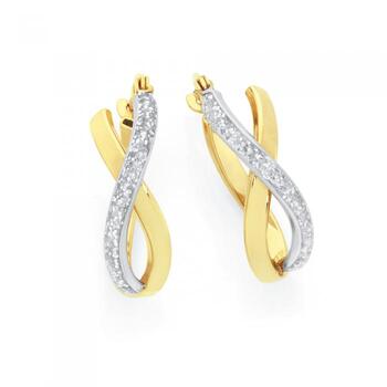 9ct Gold on Silver Enamel Glitter Crossover Oval Hoop Earrings