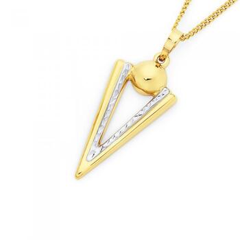 9ct Two Tone Gold on Silver Aztec Triangle Pendant