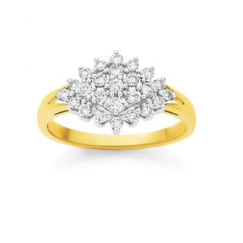 9ct Gold Diamond Wide Kite Dress Ring