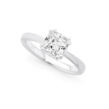 Silver 7mm Cushion CZ Solitiaire Ring Size O