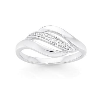 Silver CZ Wave Ring