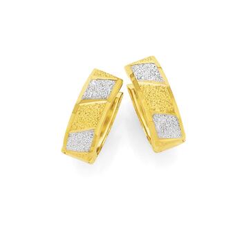 9ct Gold Two Tone Stardust Huggie Earrings